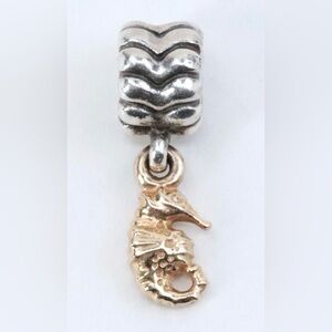 Vintage Pandora 14K Yellow Gold & Sterling Silver Seahorse Charm